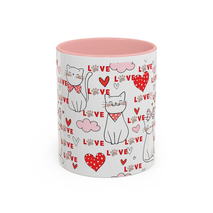 Love Cat, Heart – Colorful Gift For Lovers Coffee Mug, 11oz