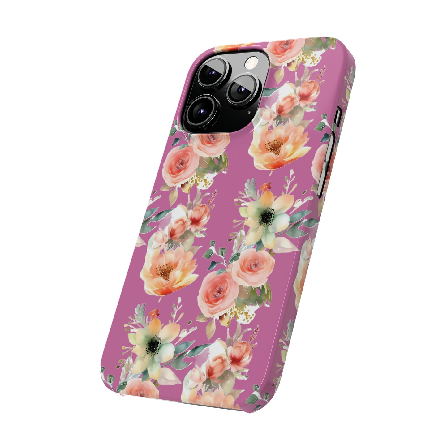 Slim Flower Pattern Purple iPhone Cases