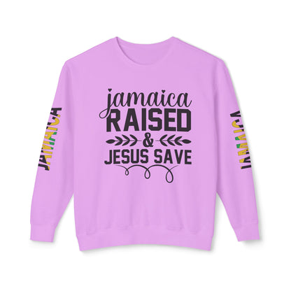 Jamaica Raise And Jesus Save Crewneck Lightweight Sweatshirt